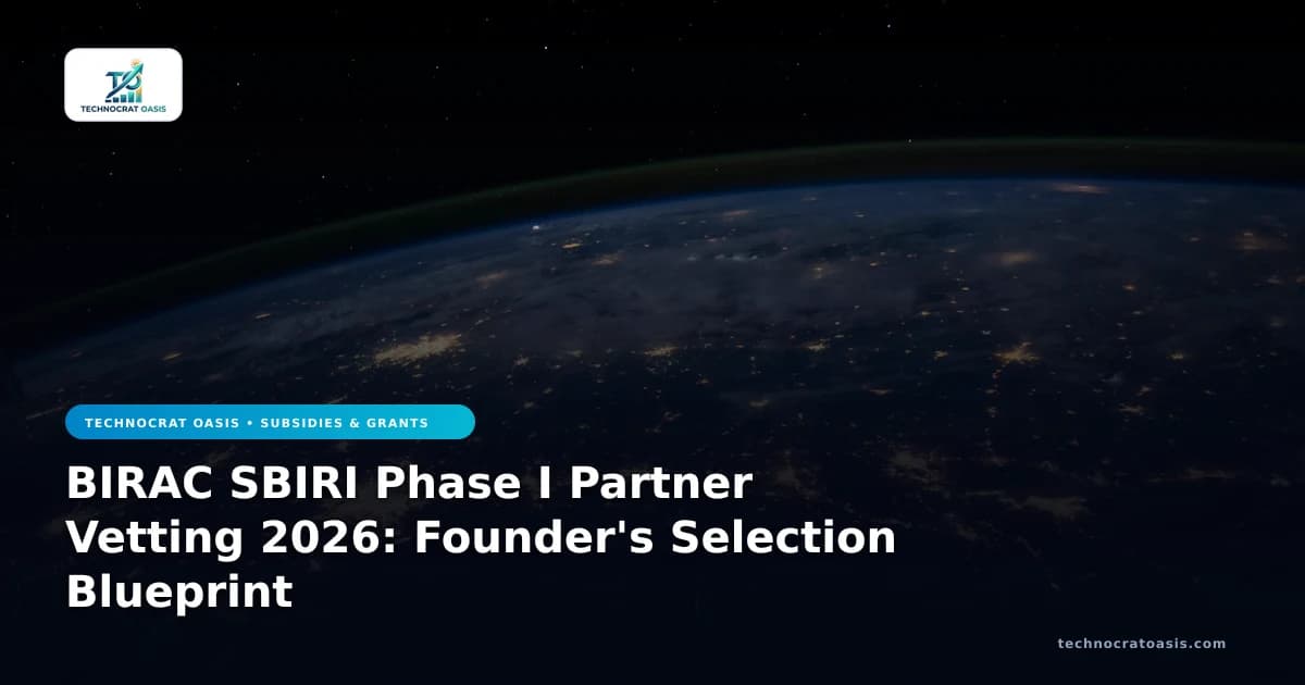 BIRAC SBIRI Phase I Partner Vetting 2026: Founder's Selection Blueprint
