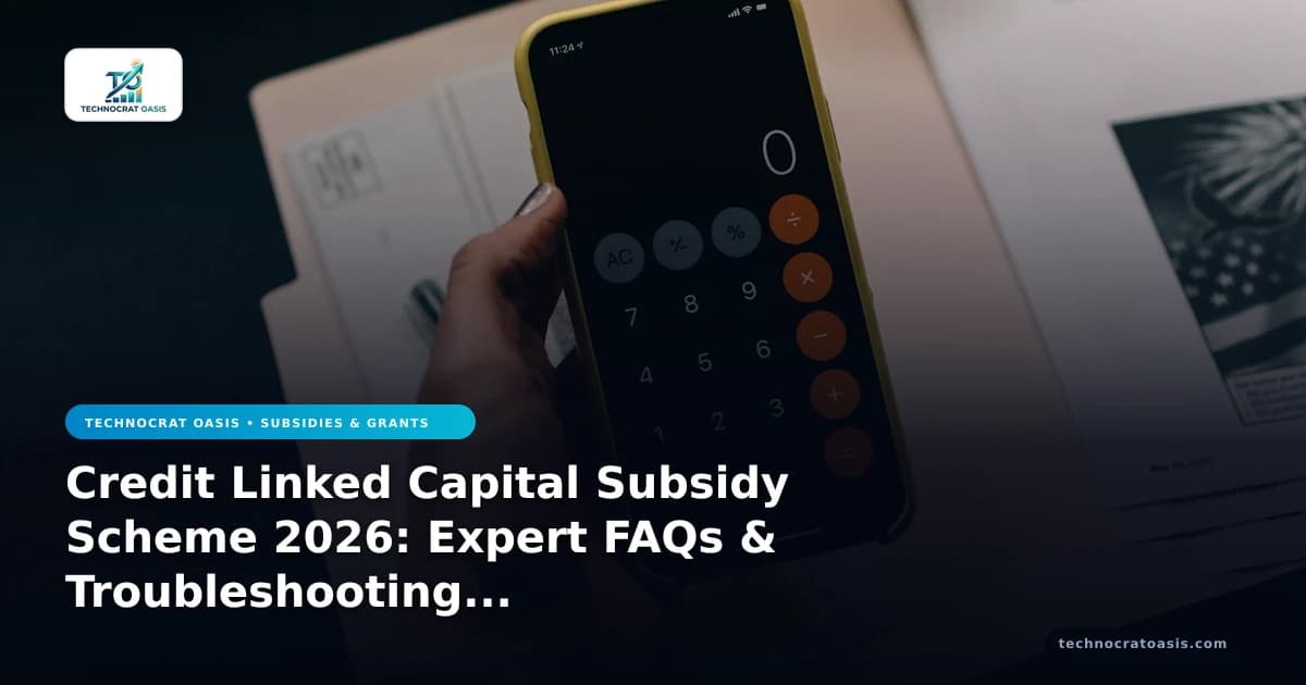 Credit Linked Capital Subsidy Scheme 2026: Expert FAQs & Troubleshooting Guide