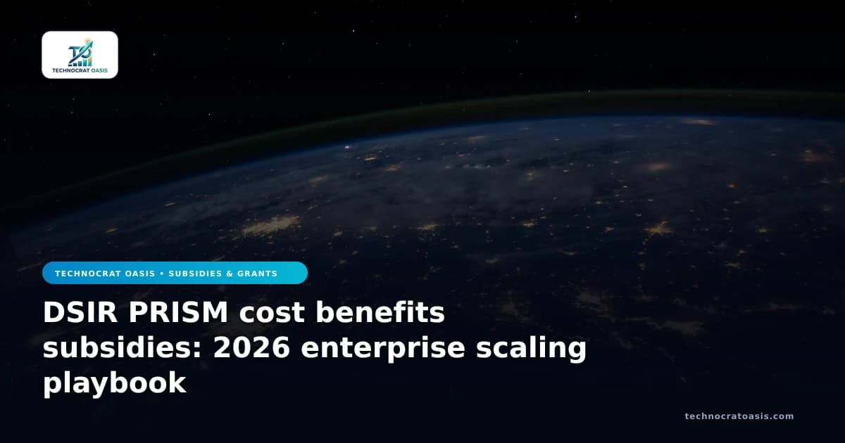 DSIR PRISM cost benefits subsidies: 2026 enterprise scaling playbook