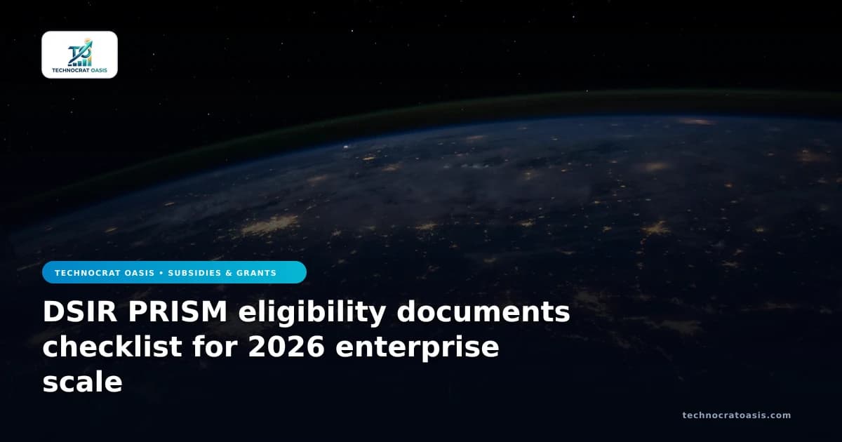 DSIR PRISM eligibility documents checklist for 2026 enterprise scale