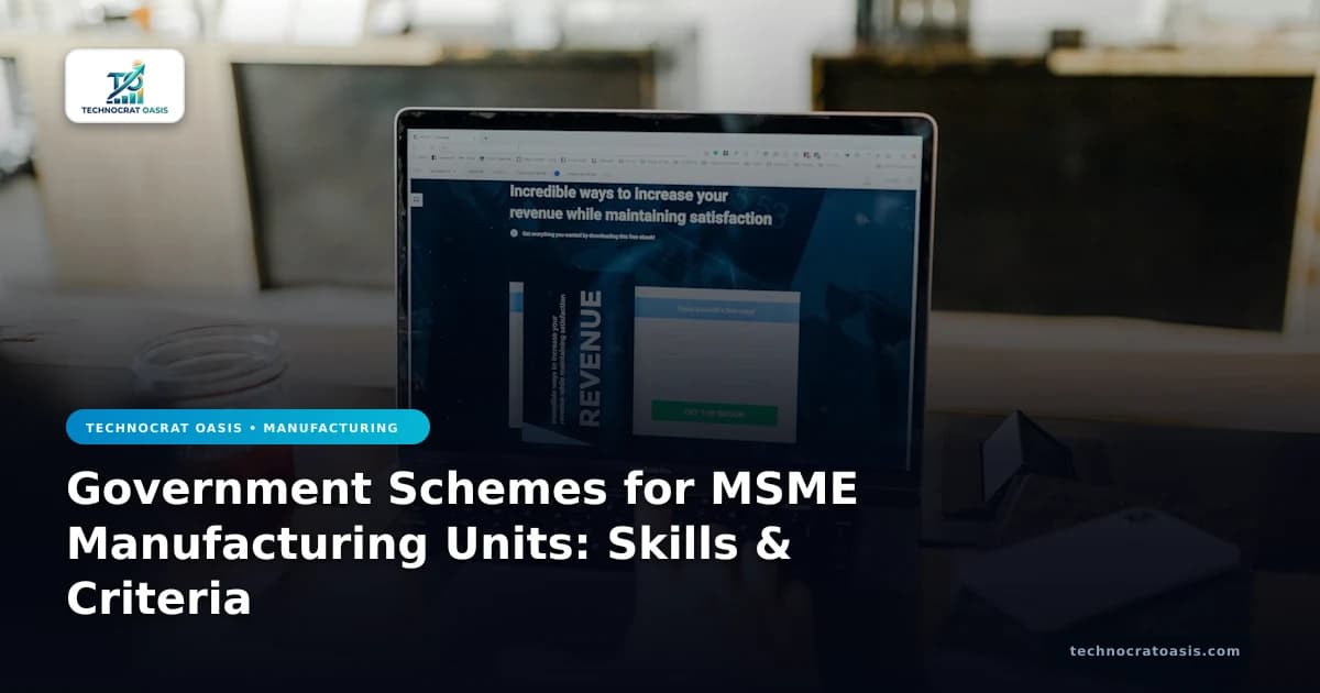 Government Schemes for MSME Manufacturing Units: Skills & Criteria