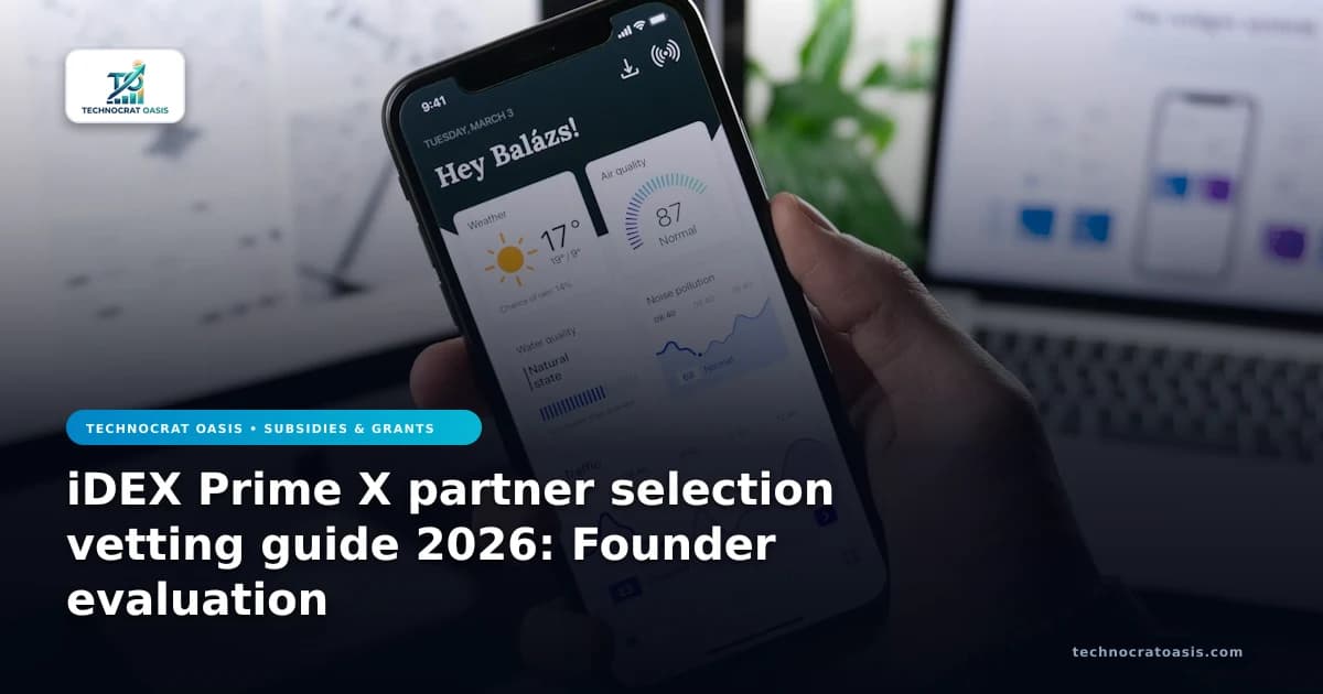 iDEX Prime X partner selection vetting guide 2026: Founder evaluation