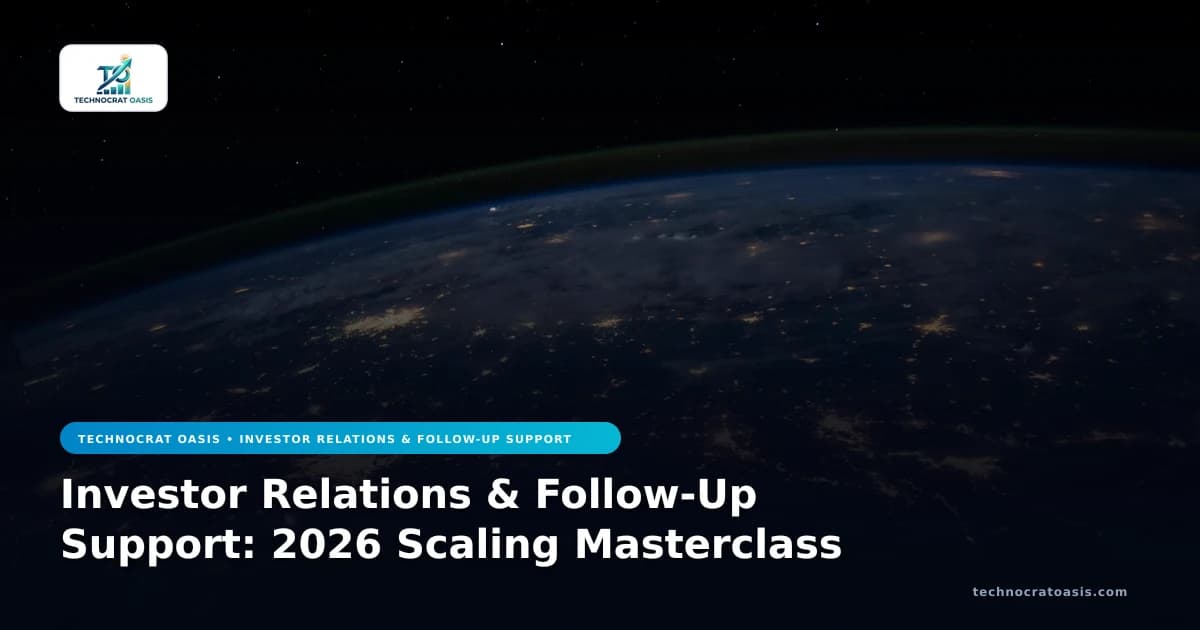 Investor Relations & Follow-Up Support: 2026 Scaling Masterclass