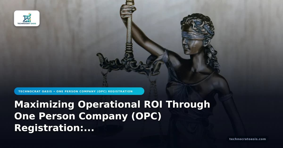 Maximizing Operational ROI Through One Person Company (OPC) Registration: Real-World 2026 Analysis (Vol. 5)