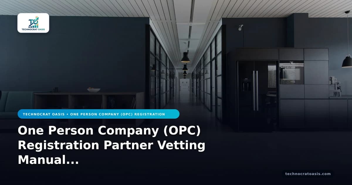 One Person Company (OPC) Registration Partner Vetting Manual 2026
