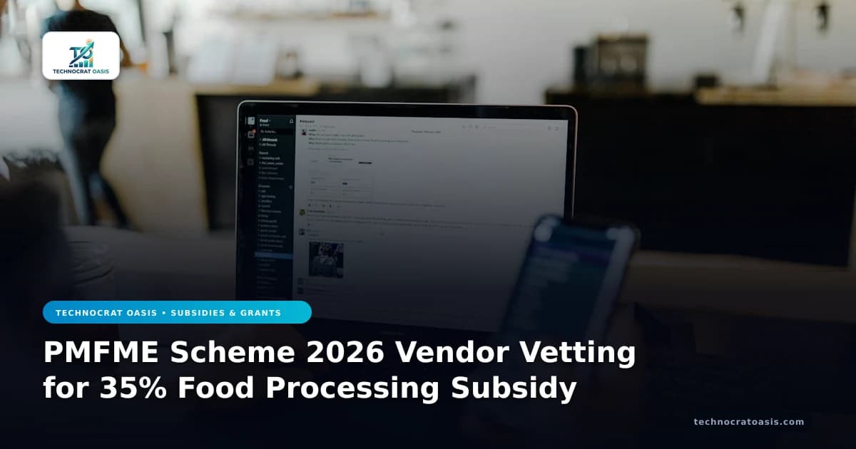 PMFME Scheme 2026 Vendor Vetting for 35% Food Processing Subsidy