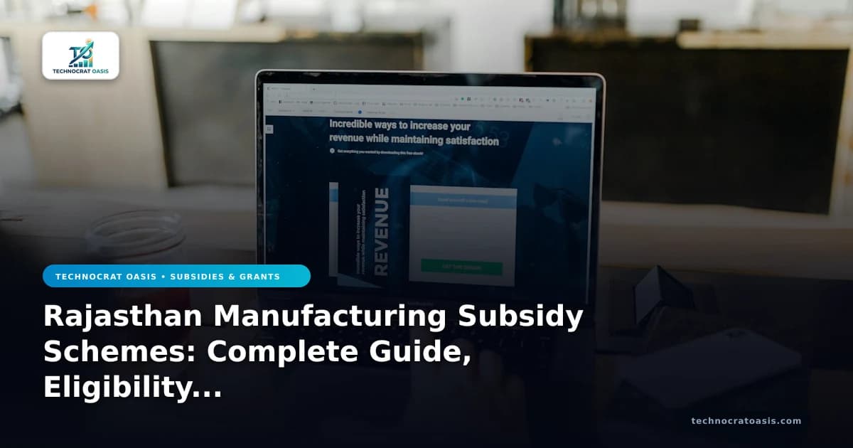 Rajasthan Manufacturing Subsidy Schemes: Complete Guide, Eligibility & Benefits (2026)