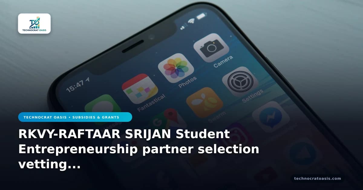 RKVY-RAFTAAR SRIJAN Student Entrepreneurship partner selection vetting guide 2026