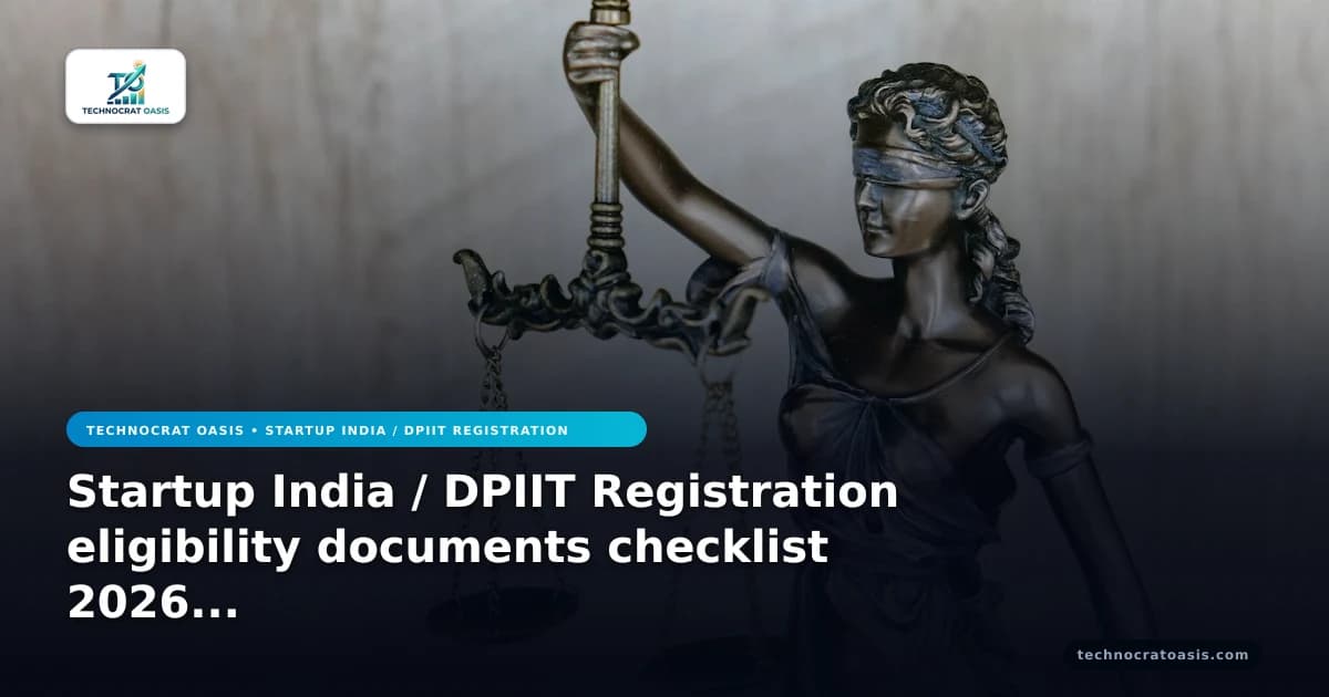Startup India / DPIIT Registration eligibility documents checklist 2026 masterclass